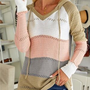 Hooded crochet sweater